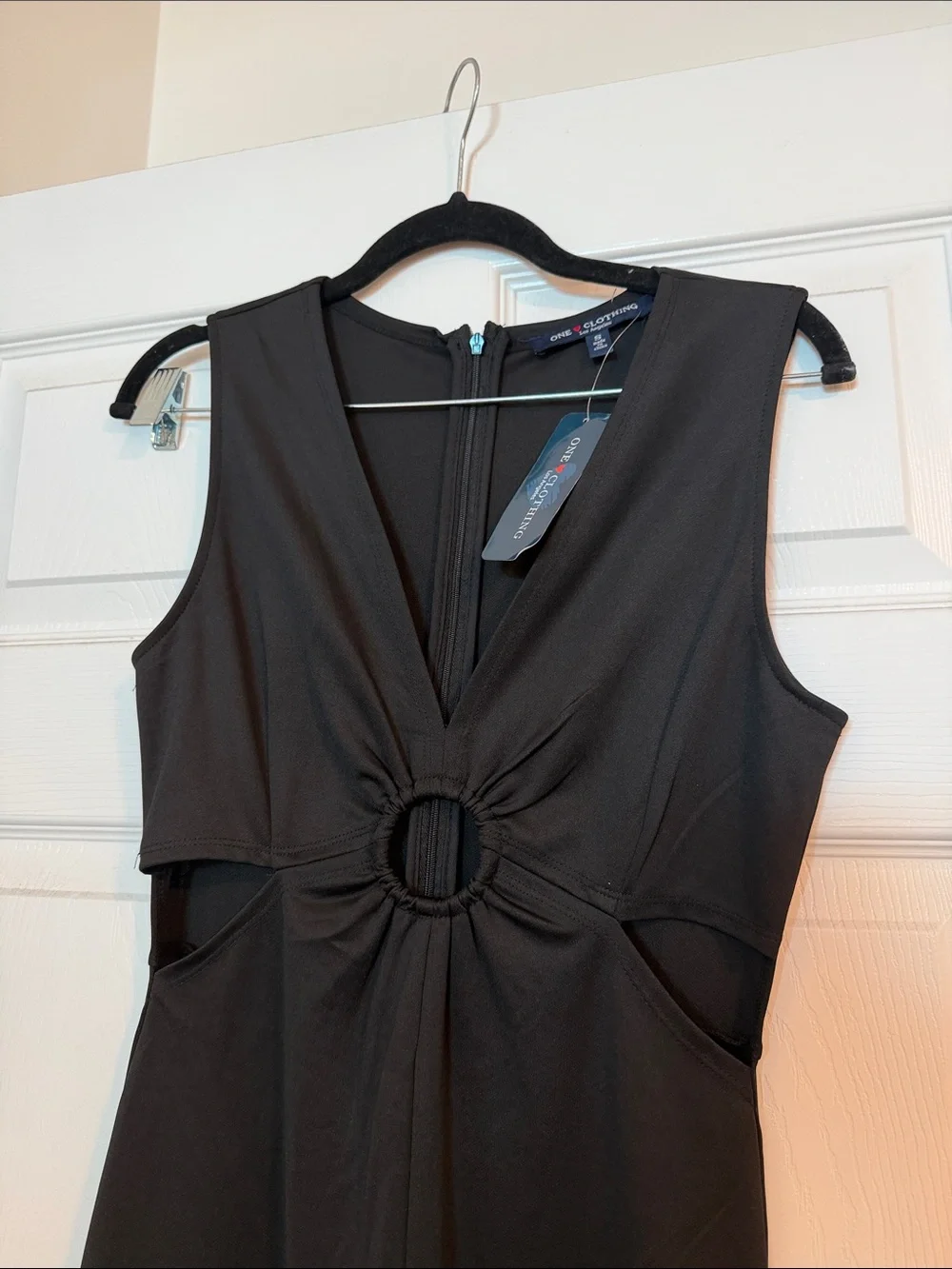 one clothing Black Sleeveless Ring-Front Flare Jumpsuit